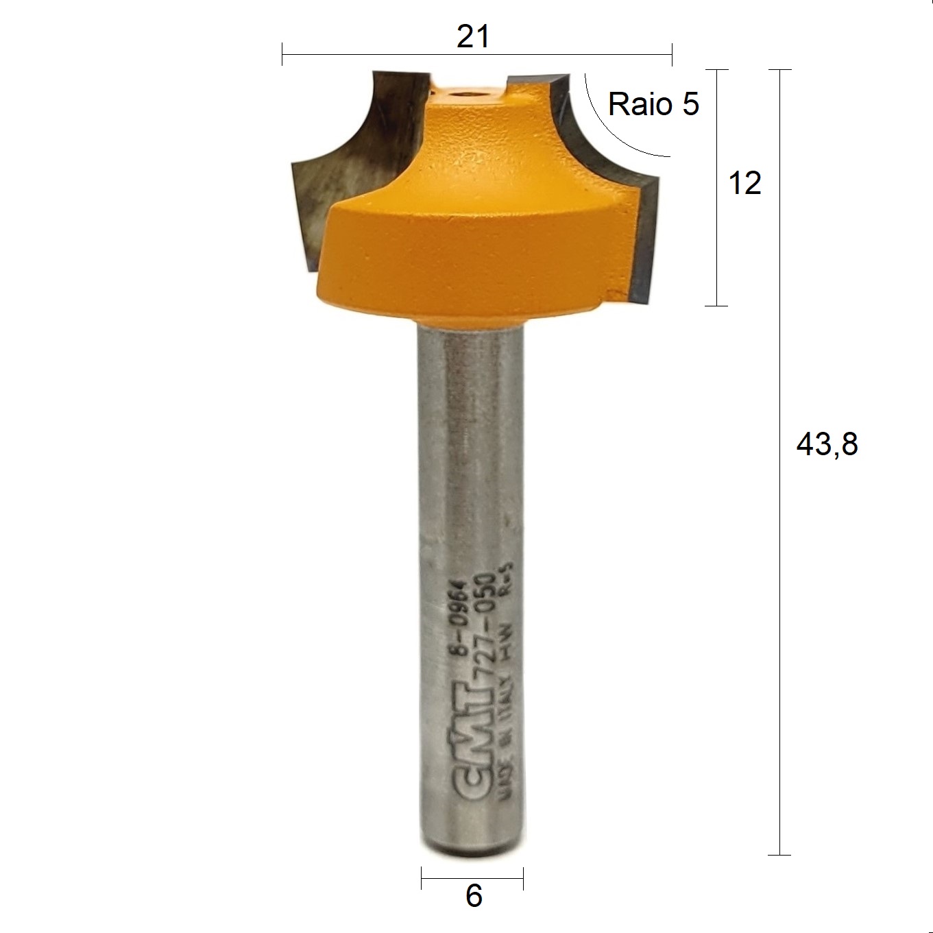 Fresa com Raio Côncavo HW Ø21x5mm - marca CMT - Cód. 727.050.11